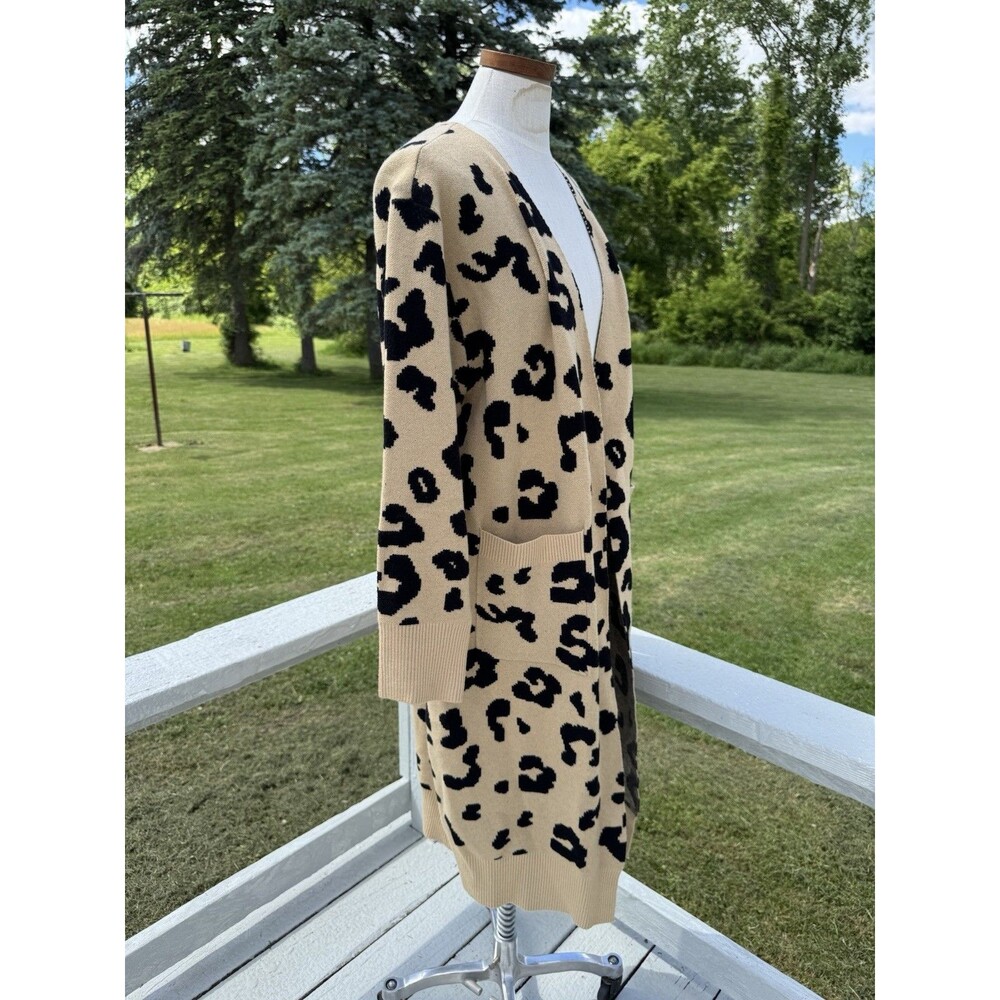 NWT Jack + Avery Leopard Animal Print Caridgan Sweater Womens Large - Picture 3 of 7